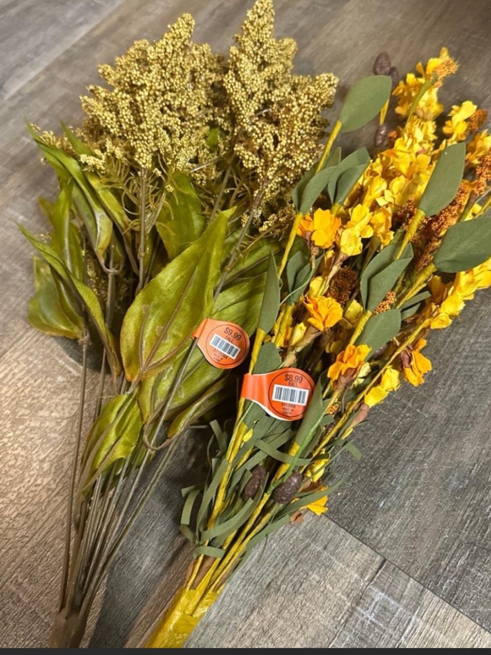 Artificial Yellow & Green Floral Stems - Decorative Home Accent